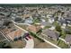 Aerial view of a suburban neighborhood with neatly arranged homes, fenced yards, and well-kept landscaping at 9721 Sw 53Rd Ct, Ocala, FL 34476