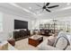 Open concept living room with modern furniture, hardwood floors, and stylish decor at 9764 Sw 81St Ln, Ocala, FL 34481
