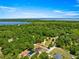 Aerial view of a beautiful home surrounded by lush greenery and a serene lake at 10605 Se 146Th Ln, Summerfield, FL 34491
