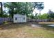 Backyard view showing a shed surrounded by lush greenery and wooden fencing at 1145 Se 32Nd Ave, Ocala, FL 34471