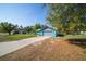 Inviting one-story home features vibrant blue exterior and well-kept front yard at 5220 Sw 161St Place Rd, Ocala, FL 34473