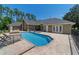 Beautiful backyard pool with a built-in hot tub and a neutral colored single-story home at 5484 Sw 30Th Ave, Ocala, FL 34471