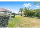 Backyard with green grass, palm trees and a white fence in the background at 8632 Sw 86Th Cir, Ocala, FL 34481
