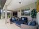 Relax on this covered patio with cozy seating, adjacent to the dining area, perfect for outdoor living at 8875 Sw 58Th Street Rd, Ocala, FL 34481