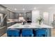 Modern kitchen features gray cabinets, stainless steel appliances, and a large island with seating at 8875 Sw 58Th Street Rd, Ocala, FL 34481
