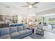 Open-concept living room with a modern kitchen, dining area, and sliding glass doors at 8875 Sw 58Th Street Rd, Ocala, FL 34481