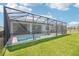 Exterior view of the home showing a pool within a screened enclosure and fenced-in backyard at 8875 Sw 58Th Street Rd, Ocala, FL 34481