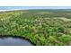 Wide aerial shot over trees to reveal beautiful lake and property; showcasing lake access and wooded surroundings at 16891 Ne 243Rd Place Rd, Fort Mc Coy, FL 32134