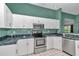 Kitchen showcasing stainless steel appliances, white cabinetry, and a green wall color at 5331 Old Hickory Ln, Fruitland Park, FL 34731
