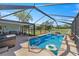 The backyard has an inviting pool with comfortable lounge furniture under a screened enclosure at 719 Ne 39Th St, Ocala, FL 34479