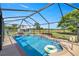 Relaxing screened-in pool area with a waterfall feature and a view of the spacious backyard at 719 Ne 39Th St, Ocala, FL 34479
