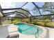 Sparkling pool surrounded by a screened enclosure and lush landscaping, perfect for enjoying the outdoors at 2008 Palo Alto Ave, The Villages, FL 32159