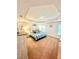 Bright and calming main bedroom with a striped theme bed and nautical decor at 3107 Ne 46Th Ave, Ocala, FL 34470