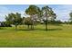 View of the well-manicured backyard and green golf course, shaded by mature trees at 3587 Nw 55Th Cir, Ocala, FL 34482