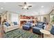 Spacious living room featuring a large ceiling fan, hardwood floors and cozy seating arrangements at 3587 Nw 55Th Cir, Ocala, FL 34482