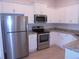 Modern kitchen with stainless steel appliances, granite countertops and white cabinets at 4373 Ne 31St St, Ocala, FL 34470