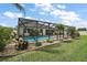 Backyard pool is enclosed by a screen and bordered with landscaping at 4721 Se 36Th St, Ocala, FL 34480