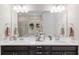 Spacious bathroom with double vanity, stylish mirrors, and decorative vases with flowers at 6816 Sw 95Th Cir, Ocala, FL 34481