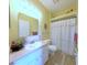 Bathroom with tile floors, single vanity, and a shower with a curtain at 2323 Nw 55Th Avenue Rd, Ocala, FL 34482