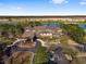 Aerial view features a community center with manicured landscaping, ample parking, and lush surroundings at 7455 Sw 97Th Terrace Rd, Ocala, FL 34481