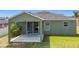 A covered patio off the back of this house with a sliding glass door at 4013 Ruby Run, Haines City, FL 33844