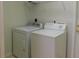 Efficient laundry area with a modern washer and dryer, complemented by convenient storage solutions at 4677 Nw 46Th Ave, Ocala, FL 34482
