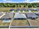 An aerial view of a neighborhood showcasing backyard pools and spacious lawns at 4806 Nw 8Th Ter, Ocala, FL 34475