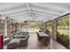Enjoy this covered patio with comfortable seating, dining area, and views of the pool and spacious backyard at 1781 Se 85Th Street Rd, Ocala, FL 34480