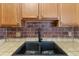 Close-up of the kitchen sink and backsplash with plentiful outlets and cabinet storage at 3112 Se 140Th Ln, Summerfield, FL 34491