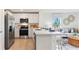 Contemporary kitchen with stainless steel appliances and breakfast bar overlooking living area at 8407 Gower Trl, Wildwood, FL 34785