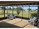 Relaxing screened patio with comfortable seating and expansive views of the lush golf course at 9314 Sw 90Th St, Ocala, FL 34481