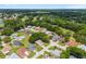 Aerial view showcasing homes with well-kept lawns, mature trees, and green landscapes at 11146 Sw 68Th Ct, Ocala, FL 34476