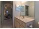 Half bath featuring modern fixtures and a large mirror at 15691 Sw 11Th Court Rd, Ocala, FL 34473