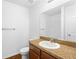 Bathroom featuring a single sink, vanity, and shower at 17147 Sw 42Nd Ct, Ocala, FL 34473