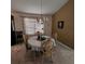 Inviting dining room with oval table, chandelier, and natural light from the window at 3154 Merrit Ln, The Villages, FL 32163