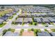 Birds eye view of a residential neighborhood featuring well-maintained homes, manicured lawns and wide paved streets on a sunny day at 4379 Nw 56Th Ct, Ocala, FL 34482
