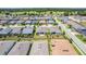 Overhead community view with backyard privacy fences, green lawns, and organized residential streets at 4379 Nw 56Th Ct, Ocala, FL 34482