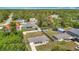 Aerial view showcasing a well-maintained home with a fenced backyard and lush surrounding greenery at 15640 Sw 48 Ave, Ocala, FL 34473