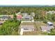 Aerial view showcasing a well-maintained home with a fenced backyard and lush surrounding greenery at 15640 Sw 48 Ave, Ocala, FL 34473