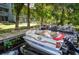 Boats docked along a community pier, offering convenient water access and recreational opportunities at 20820 River Dr # B25, Dunnellon, FL 34431