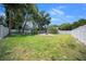Expansive backyard features a fire pit, a white fence, and lush greenery for privacy and outdoor enjoyment at 511 Se 29Th Ter, Ocala, FL 34471