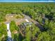 An aerial view of a single-Gathering home surrounded by lush greenery and mature trees at 9525 Sw 200 Ct, Dunnellon, FL 34431