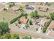 High-angle view showcases homes with terracotta roofs, complemented by green trees, pools, and landscaped yards in a serene neighborhood at 347 Oak Lane Dr, Ocala, FL 34472
