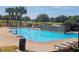 Large community swimming pool with lounge chairs and view of the manicured green spaces and palm trees at 3918 Sw 57Th Ave, Ocala, FL 34474