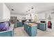 Bright kitchen features stainless appliances, white and blue cabinetry, and center island at 4624 Se 32Nd Pl, Ocala, FL 34480
