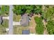 Aerial view featuring the property's roof and a patio area in the backyard with mature trees at 6306 Pecan Crse, Ocala, FL 34472
