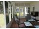 Relaxing sunroom with screened windows, comfortable seating, and a view of the lush backyard at 6836 Sw 112Th St, Ocala, FL 34476