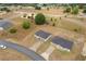An aerial view showing matching homes with driveways and dark colored roofs located on large lots ready for personalization at 69 Juniper Trail Loop, Ocala, FL 34480