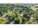 Aerial view of a neighborhood with a home featuring a private pool, lush landscaping, and mature trees at 10140 Sw 81St Terrace Rd, Ocala, FL 34481