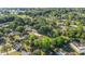 Aerial view highlighting the pool and backyard in a lush, green neighborhood with mature trees and well-maintained lawns at 10140 Sw 81St Terrace Rd, Ocala, FL 34481